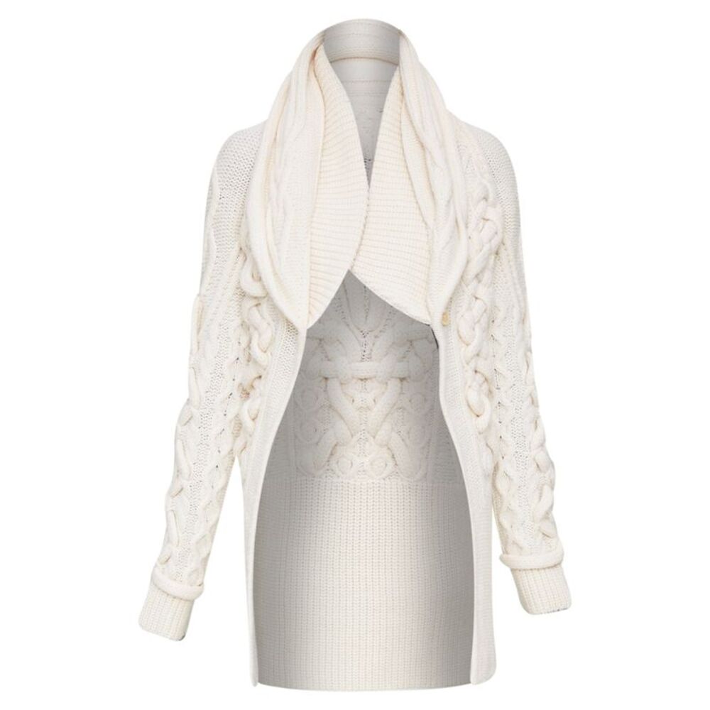 Givenchy chunky cable knit cream cowl neck cardigan